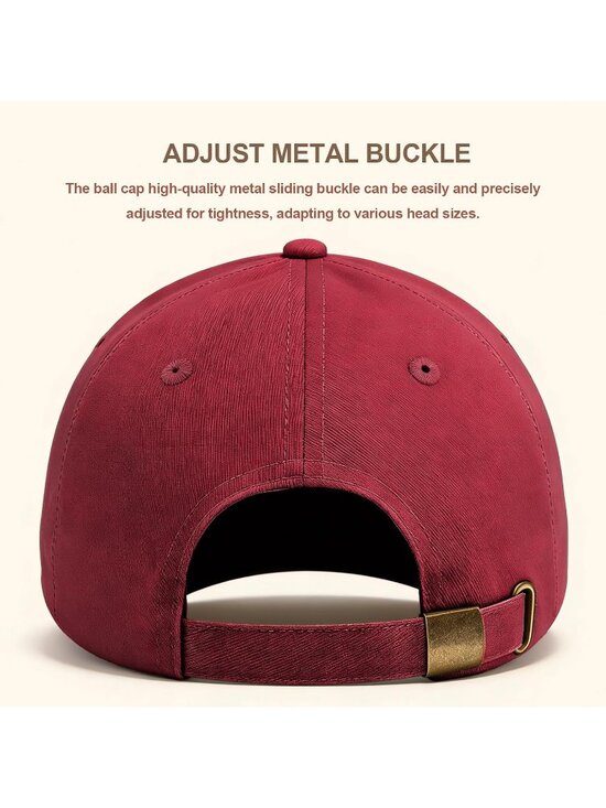 Unisex Wine Red Adjustable Low Profile Base Ball Cap Vintage Hat for Daily Use main image 7